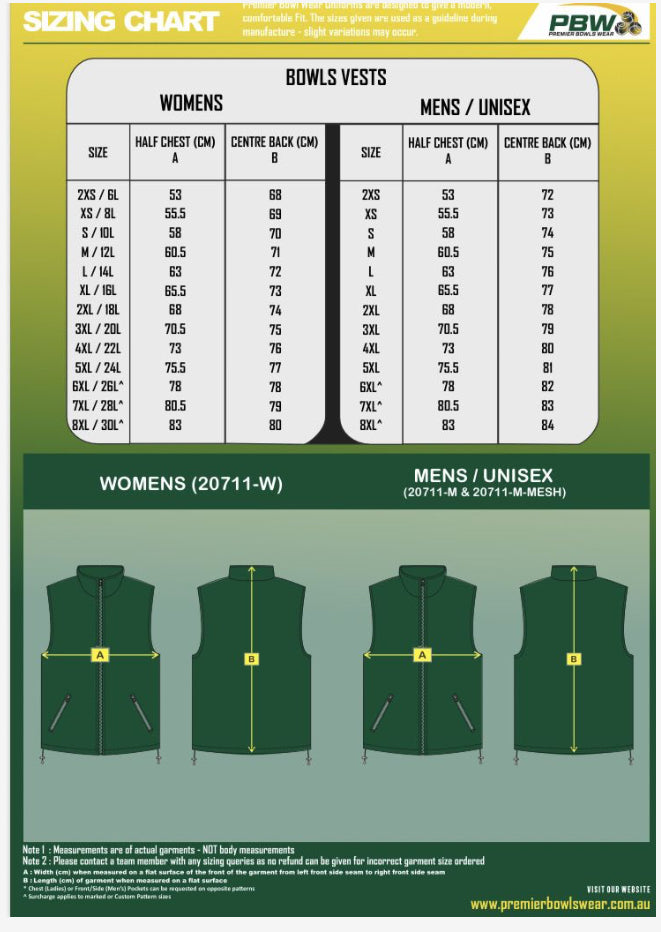 ** Bowling Club unisex vest