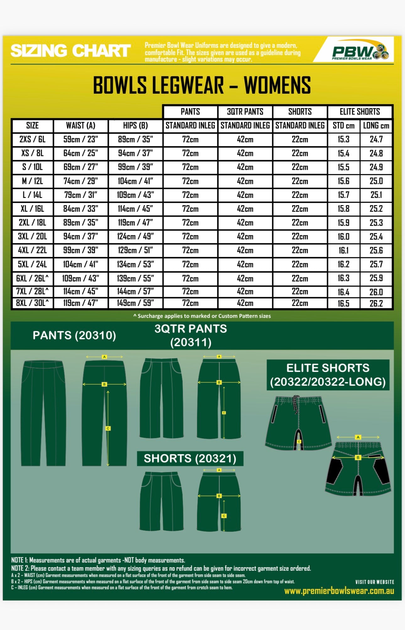 Yass Bowling Club Uniform Ladies Pants
