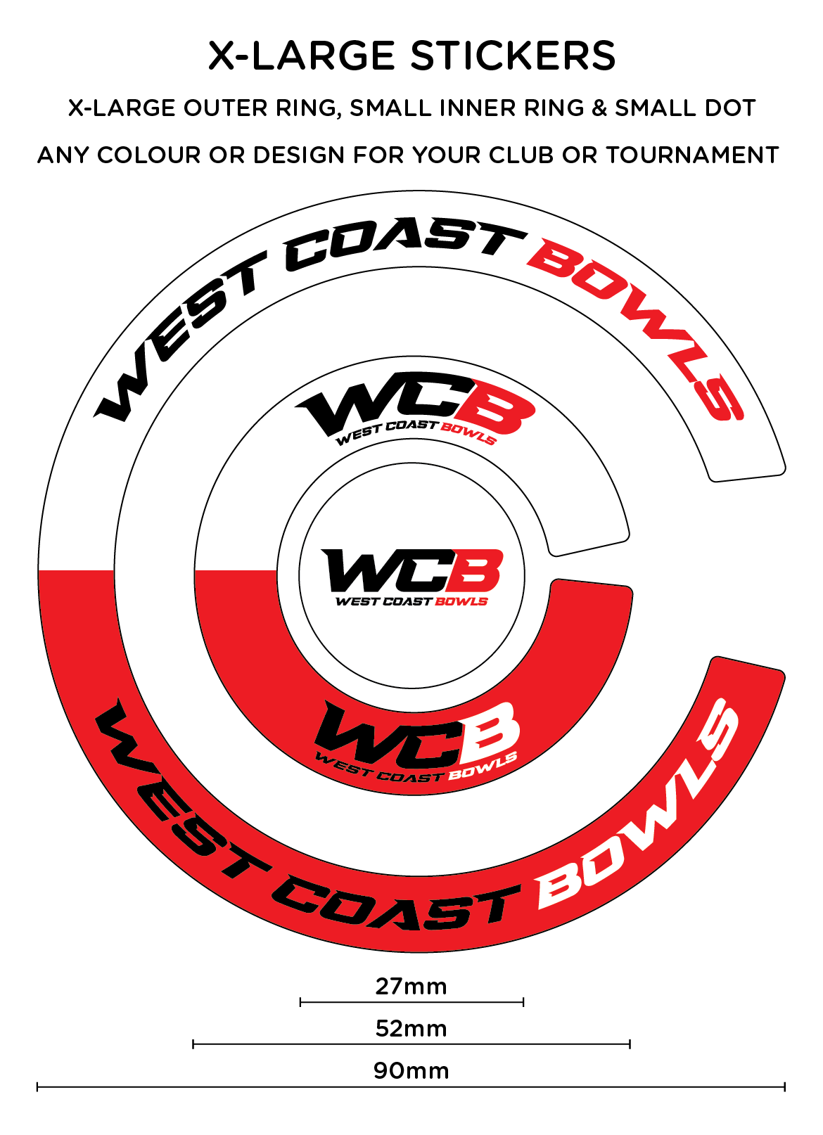 XL Slimline Combination Bowls Stickers 4 per sheet