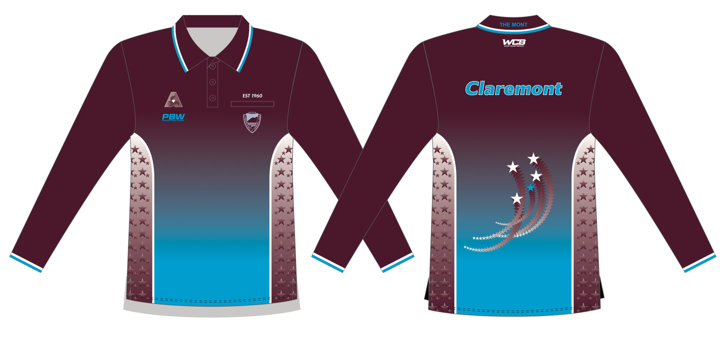 Claremont Bowls and Community Club Mens Long Sleeve Polo