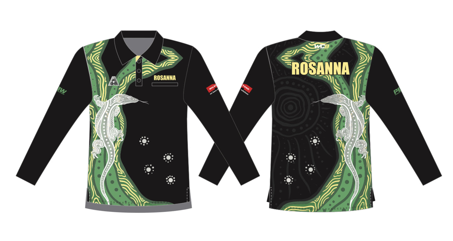 Rosanna Bowling Club Uniform Mens Polo Black- Long sleeve