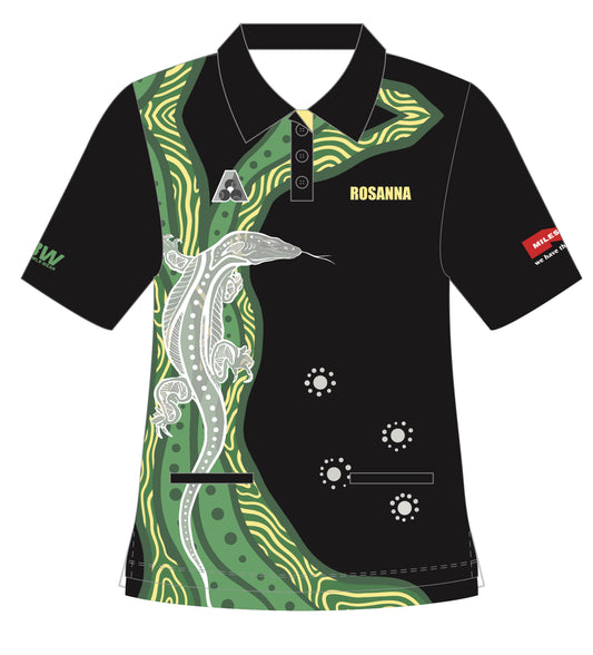 Rosanna Bowling Club Uniform Ladies Polo Black- short sleeve