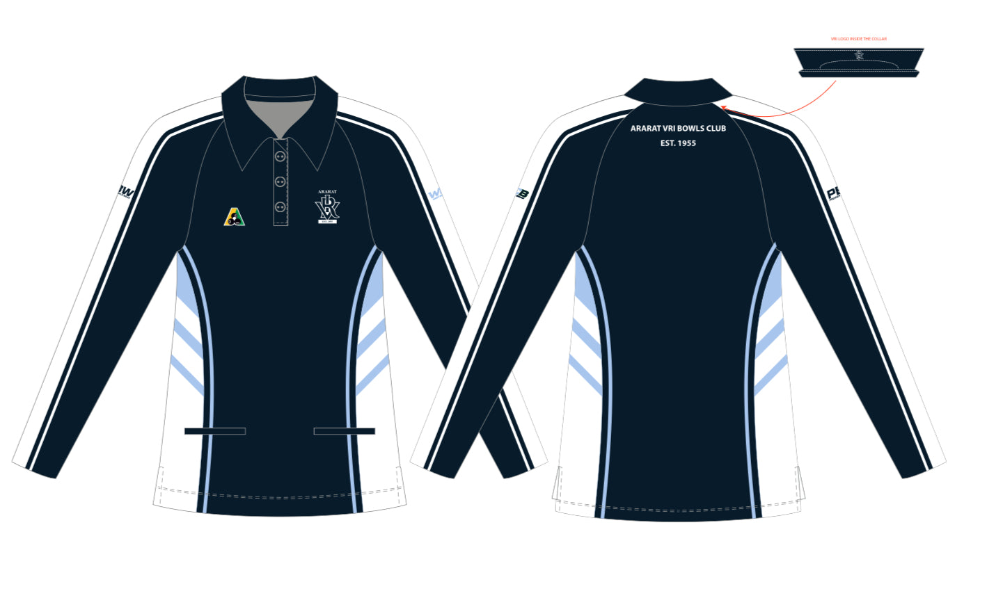 Ararat VRI Bowls Club Ladies Long Sleeve Polo