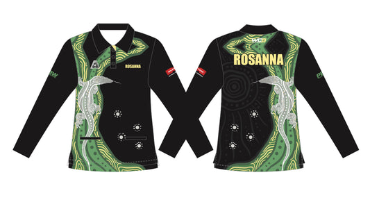 Rosanna Bowling Club Uniform Ladies Polo Black- Long Sleeve