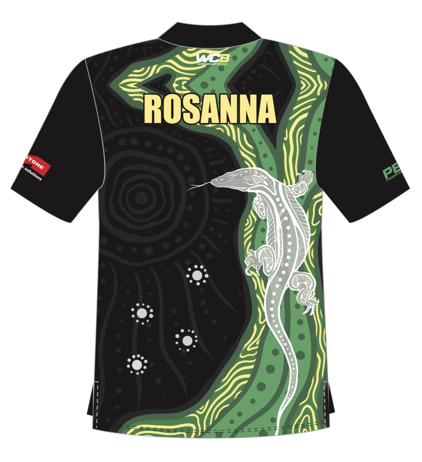 Rosanna Bowling Club Uniform Mens Polo Black- short sleeve