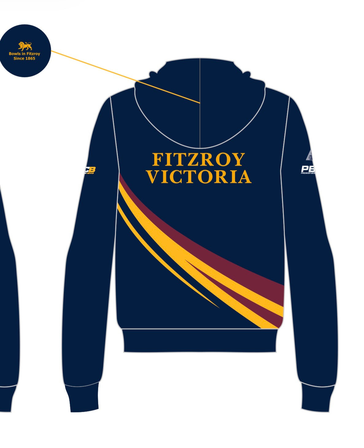 Fitzroy Victoria Bowling & Sports Club Unisex Zipped Hoodie