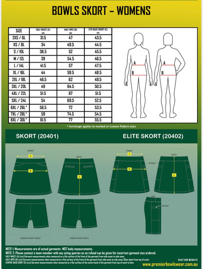 Mentone Bowling Club Ladies Pennant Skort