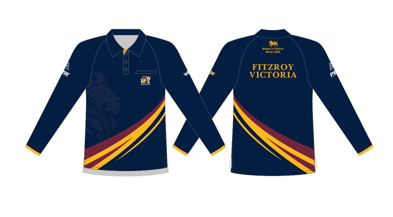 Fitzroy Victoria Bowling & Sports Club Mens Long Sleeve Polo
