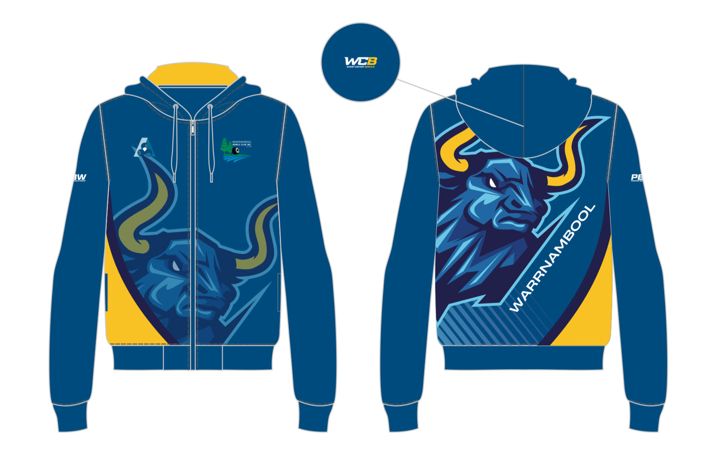 Warrnambool Bowling Club Bulls Unisex Zipped Hoodie