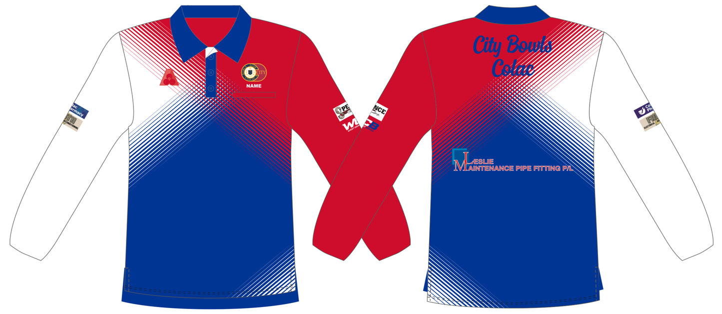 Colac City Bowling Club Mens Long Sleeved Polo