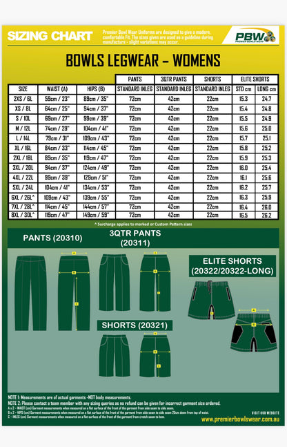 Mentone Bowling Club Ladies Pennant Shorts