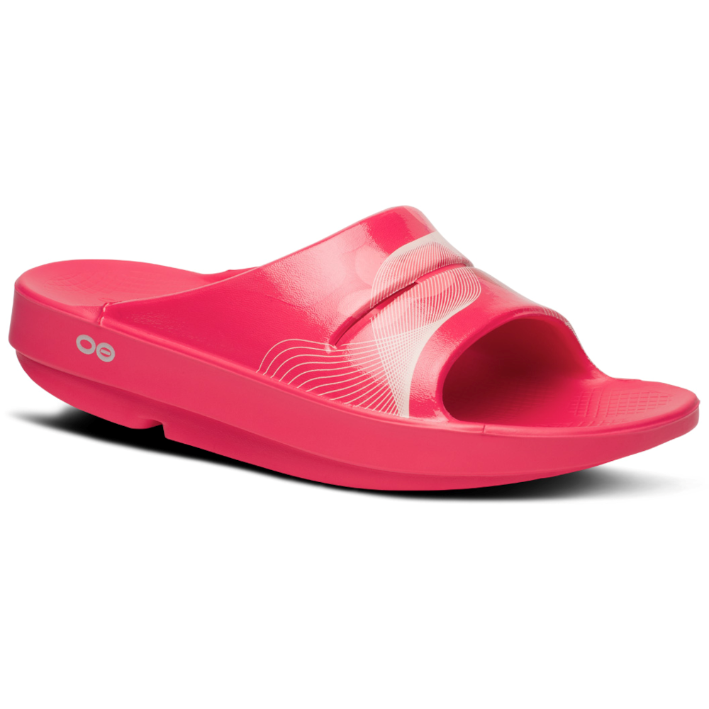 OOFOS OOAHH SLIDES Neon Berry Breeze