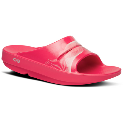 OOFOS OOAHH SLIDES Neon Berry Breeze