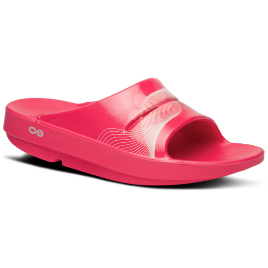 OOFOS OOAHH SLIDES Neon Berry Breeze