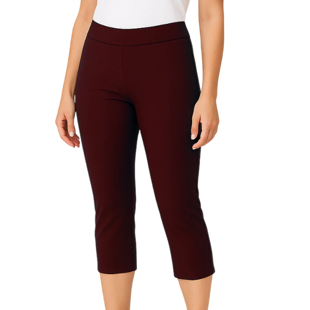 Holland Park Ladies Stretchy 3/4 Citrine Capris - Maroon
