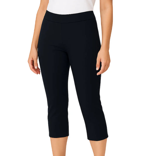 Holland Park Ladies Stretchy 3/4 Citrine Capris - Black
