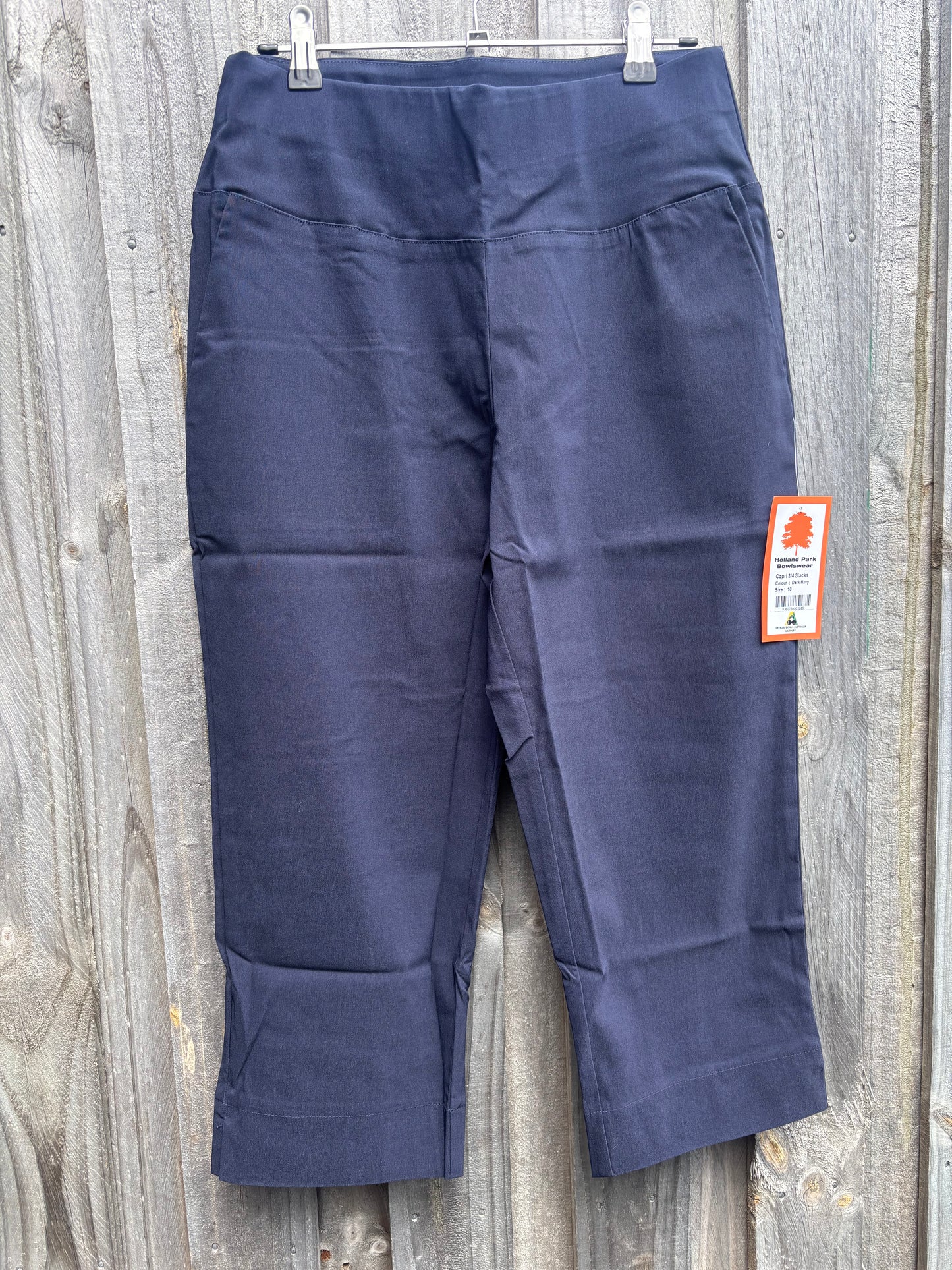 Holland Park Ladies Stretchy 3/4 Citrine Capris - Navy