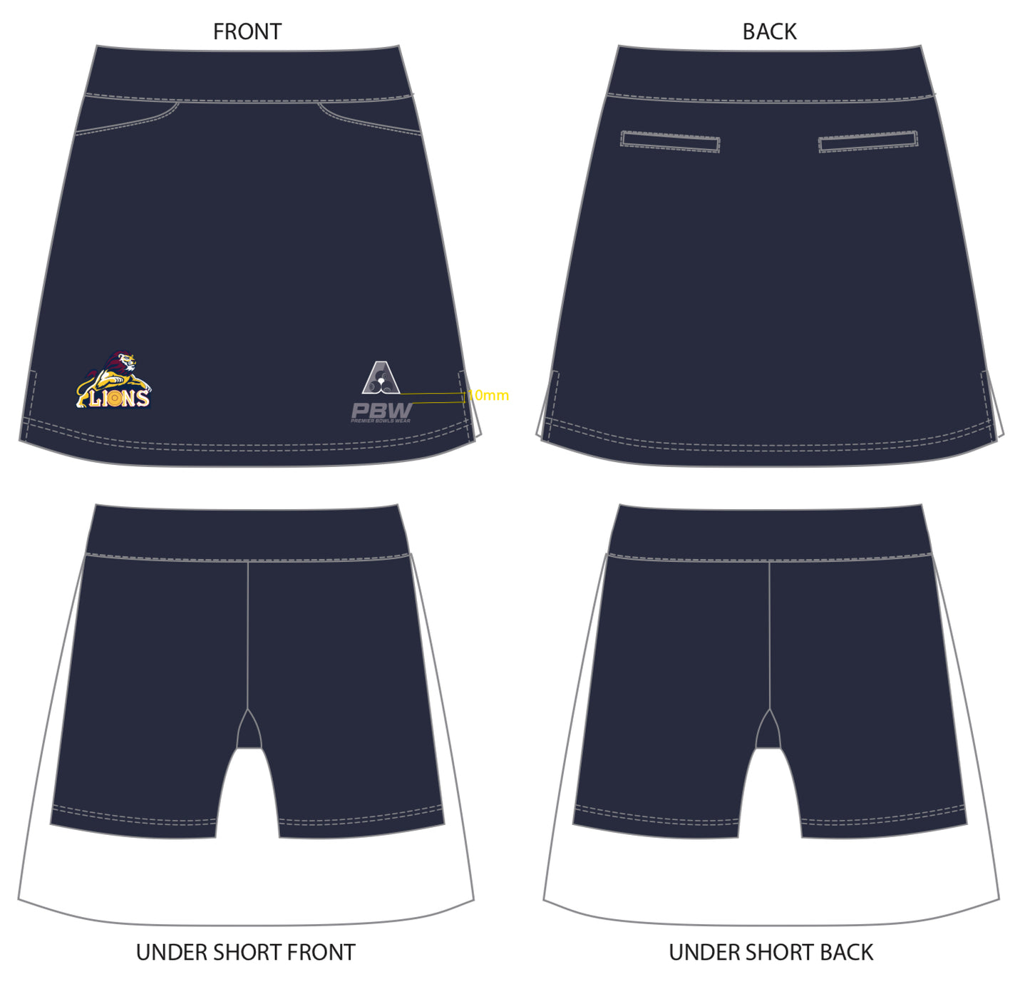 Moe Bowling Club Ladies Pennant Skort- Navy