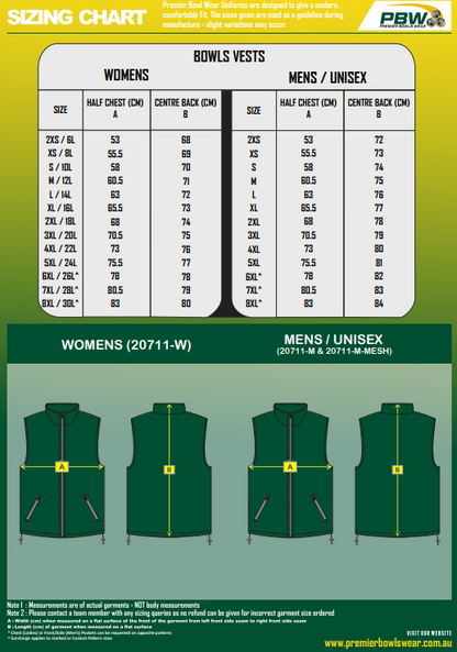 Warrnambool Bowling Club Pennant Unisex Vest