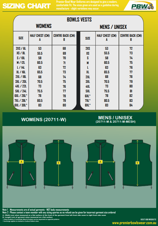 South Lismore Bowling Club Unisex Vest